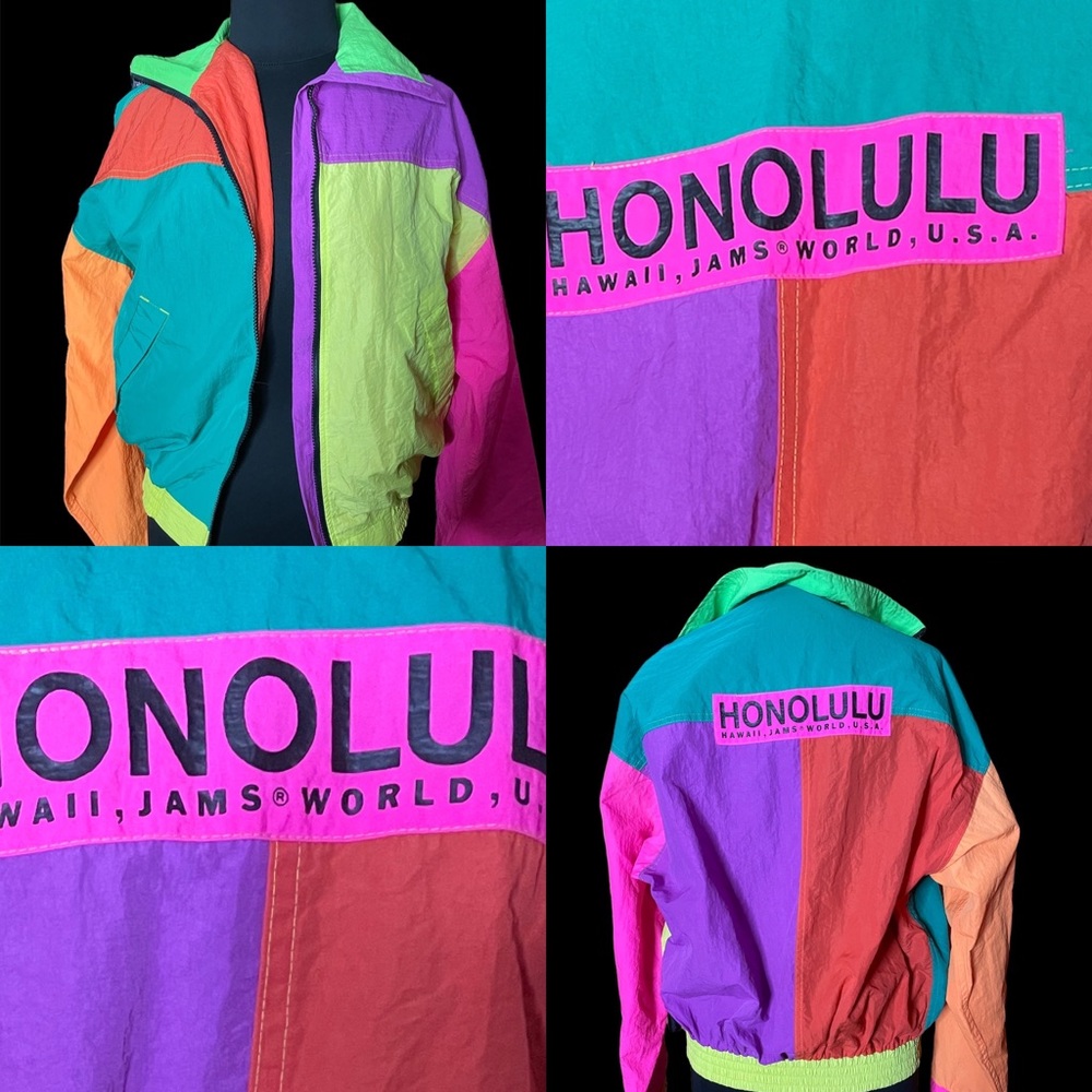 Neon 90s Jams World Honolulu Winder Breaker Jacket. C… Gem